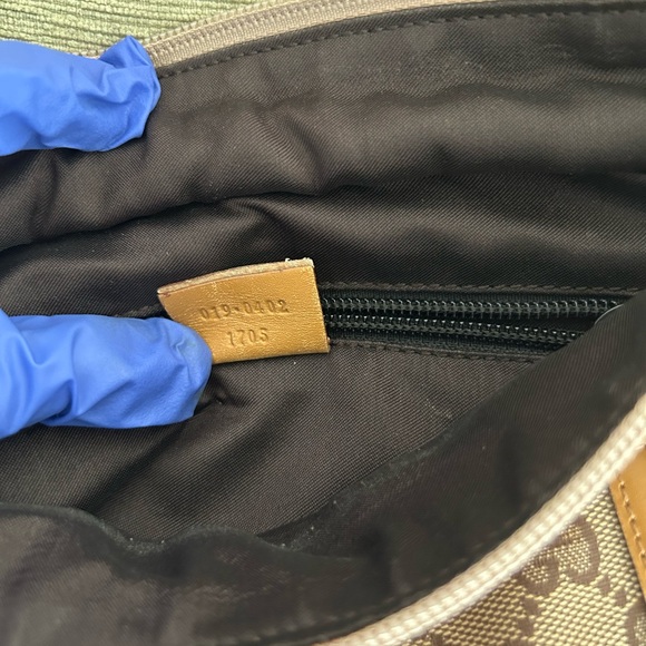 GUCCI AUTHENTIC GG CANVAS/LEATHER SHERRY TOTE - Picture 10 of 11